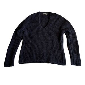 Vince Cashmere Blend Cozy Relaxed V Neck Sweater, Navy, Size XS